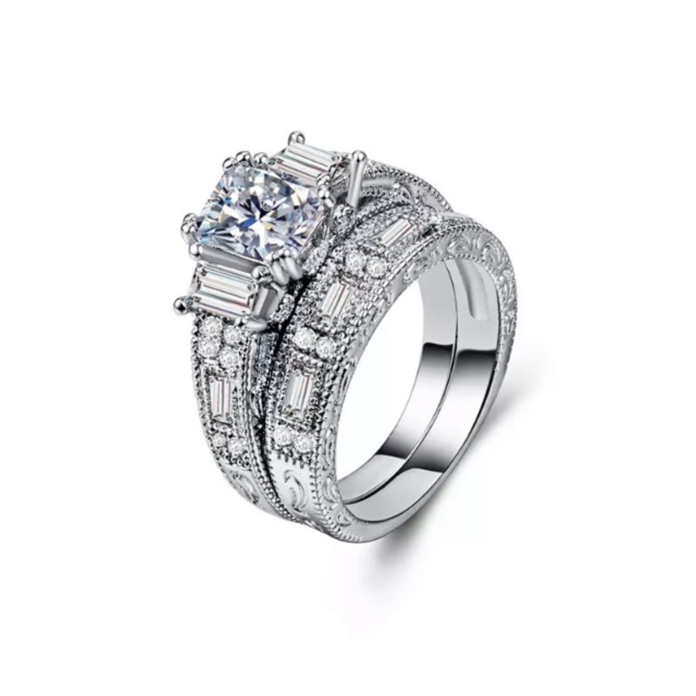 💐 White Sapphire 2 pc. Set in .925 - Picture 3 of 5
